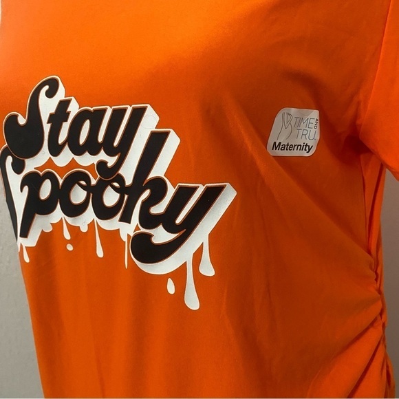 Time and Tru Women's Maternity Graphic Halloween T-Shirt Orange Medium (8-10) - Picture 3 of 6